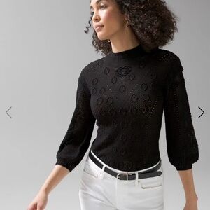 NWT White House Black Market Pointelle Stitch Pullover Sweater